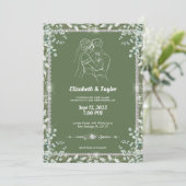 Invitation Elégant Sage Green Eucalyptus Mariage Parties scin (Debout devant)
