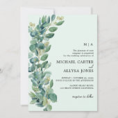 Invitation Elégant Sage Green Eucalyptus & Mariage photo (Devant)
