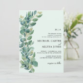 Invitation Elégant Sage Green Eucalyptus & Mariage photo (Debout devant)