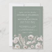 Invitation Elegant Sage Green Floral Boho Wedding (Devant)