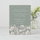 Invitation Elegant Sage Green Floral Boho Wedding (Debout devant)
