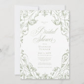 Invitation Elegant Sage Green Floral Frame Bridal Shower (Devant)