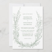 Invitation Élégant Sage Green Floral Monogramme Photo Mariage (Devant)