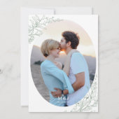 Invitation Élégant Sage Green Floral Monogramme Photo Mariage (Dos)