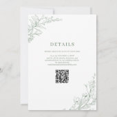 Invitation Élégant Sage Green Floral Wreath QR Code Mariage (Dos)