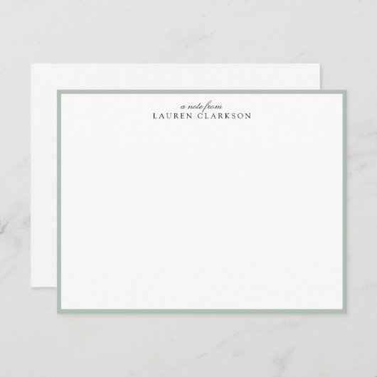 Invitation Elegant Sage Green Frame Personalized Note Card (Devant / Derrière)