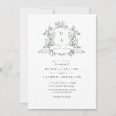 Invitation Elégant Sage Green French Garden Wedding Code QR (Devant)