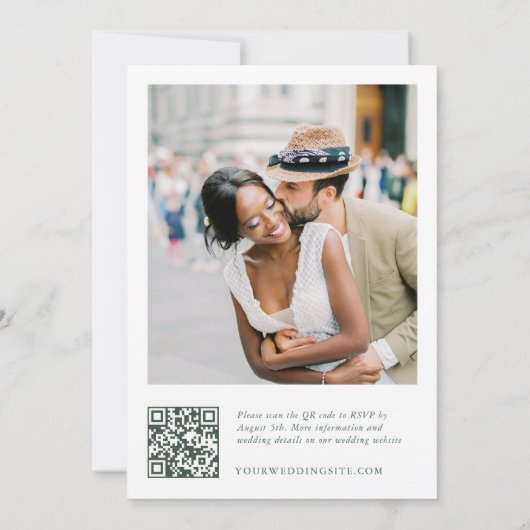 Invitation Elégant Sage Green French Garden Wedding Code QR (Dos)