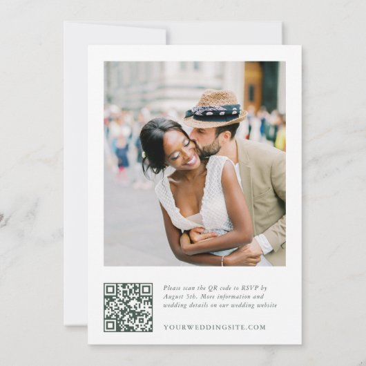 Invitation Elégant Sage Green French Garden Wedding Code QR (Dos)