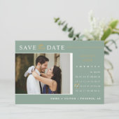 Invitation Élégant Sage Green Gold Enregistrer le calendrier  (Debout devant)