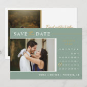 Invitation Élégant Sage Green Gold Enregistrer le calendrier  (Devant / Derrière)
