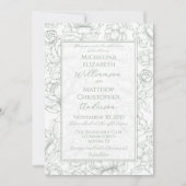 Invitation Elegant Sage Green Hand-Drawn Floral Wedding  Invi (Devant)