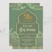 Invitation Elegant Sage Green Islamic Arch Iftar Dinner (Devant / Derrière)
