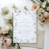 Invitation Elégant Sage Green Jardin Floral Mariage