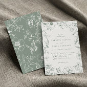 Invitation Elégant Sage Green Jardin Floral Mariage