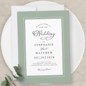 Invitation Elégant Sage Green Mariage Moderne Calligraphie Ch