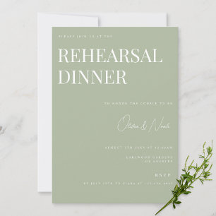Invitation Élégant Sage Green Mariage Rehearer Card