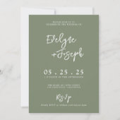Invitation Élégant Sage Green Minimalist Boho Mariage photo (Devant)