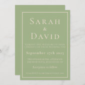 Invitation Elegant Sage Green Minimalist Modern (Devant / Derrière)