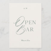Invitation Elegant Sage Green Open Bar Sign (Devant)