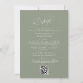 Invitation Élégant Sage Green QR Code Tout en un Mariage (Dos)