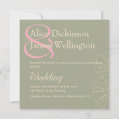 Invitation Elegant Sage Green & Rose Pink Ginkgo Wedding (Devant)