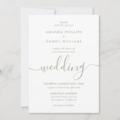 Invitation Elegant Sage Green Script moderne Mariage photo (Devant)