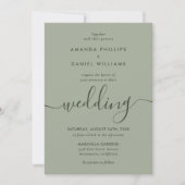 Invitation Elegant Sage Green Script moderne Mariage photo (Devant)