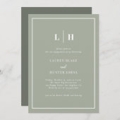 Invitation Élégant Sage Green Script Party (Devant / Derrière)