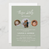 Invitation Élégant Sage Green Script Photo Party (Devant / Derrière)
