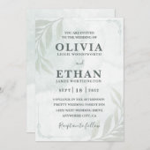 Invitation Elegant Sage Green Watercolor Foliage Wedding (Devant / Derrière)