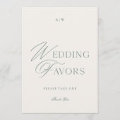 Invitation Elegant Sage Green Wedding Favors Sign (Devant)