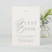 Invitation Elegant Sage Green Wedding Guest Book Sign (Debout devant)