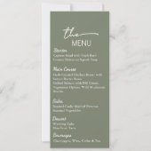 Invitation Elegant Sage Green Wedding Menu Card (Devant)