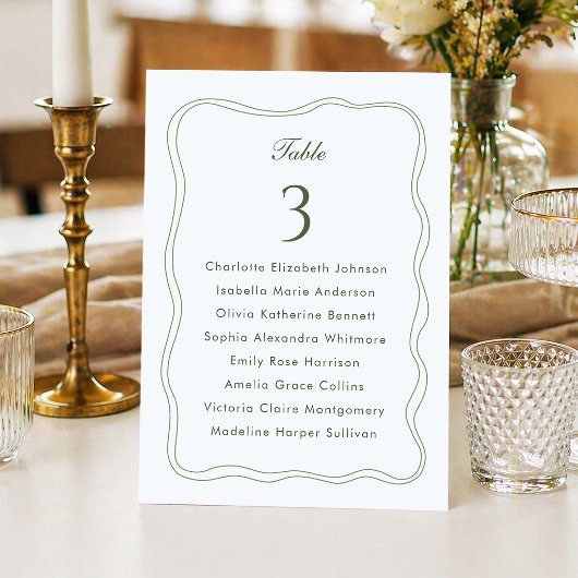 Invitation Elegant Sage Green Wedding Seating List