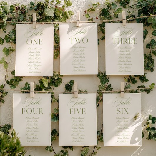 Invitation Elegant Sage Green & White Wedding Table Number