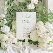 Invitation Elegant Sage Green & White Wedding Table Number