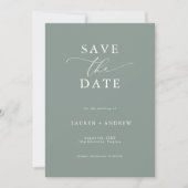 Invitation Élégant Sage vert avec blanc Enregistrer la date (Devant)
