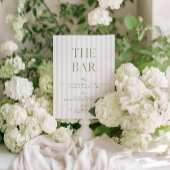 Invitation Élégant Sage Vert & Bleu Barre Mariage rayée Signa