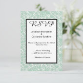 INVITATION ELEGANT SAGE VERT DENTELLE RSVP (Debout devant)