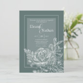 Invitation Élégant Sage vert et Mariage végétal (Debout devant)