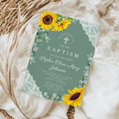 Invitation Élégant Sage Vert Floral Baptême Religieux