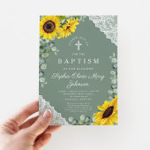 Invitation Élégant Sage Vert Floral Baptême Religieux