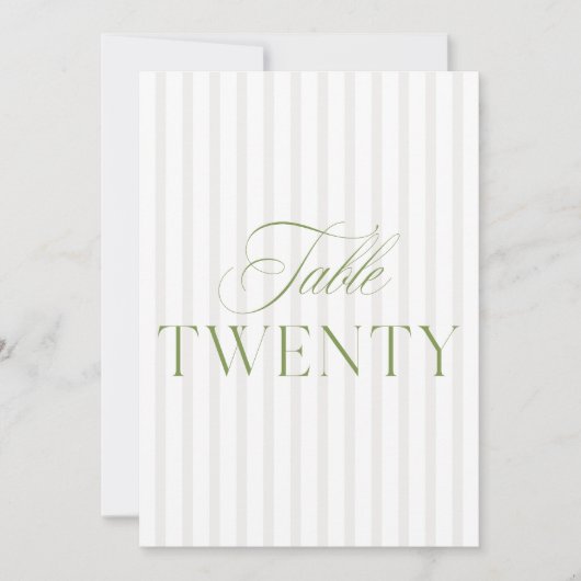 Invitation Elégant Sage Vert & Mariage Beige 20 Numéro de tab (Devant)