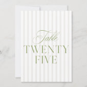 Invitation Elégant Sage Vert & Mariage Beige 25 Numéro de tab (Devant)