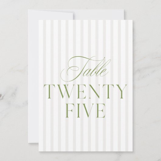 Invitation Elégant Sage Vert & Mariage Beige 25 Numéro de tab (Devant)