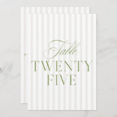 Invitation Elégant Sage Vert & Mariage Beige 25 Numéro de tab (Devant / Derrière)