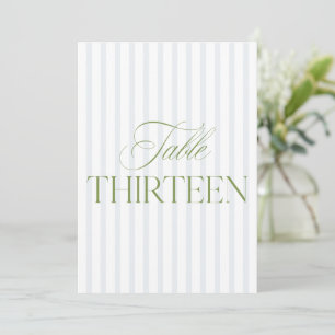 Invitation Élégant Sage Vert & Mariage Bleu 13 Numéro de tabl