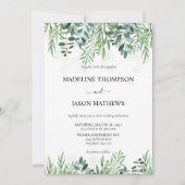 Invitation Elégant Sage Vert verdure Eucalyptus Mariage (Devant)