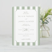 Invitation Elegant Sage Vertical Stripes (Debout devant)